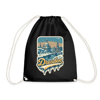 Dresde hivernale – Vieille ville sous la neige - Sac de sport léger - noir - Devant