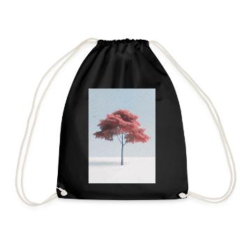 Minimal Japanese Maple Tree Art - Drawstring Bag - black - Front