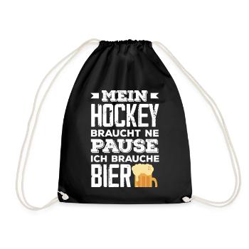 Lustiges Hockey Hockeyspieler Geschenk - Turnbeutel - Schwarz - Vorne