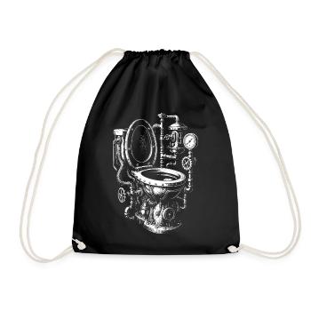 Steampunk Toilet Engine - Drawstring Bag - black - Front
