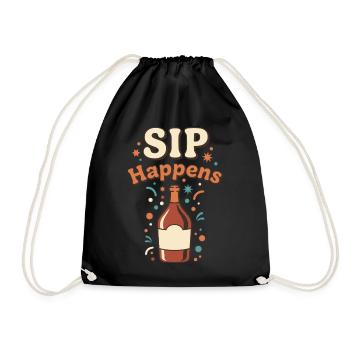 Sip Happens Party Bottle - Drawstring Bag - black - Front