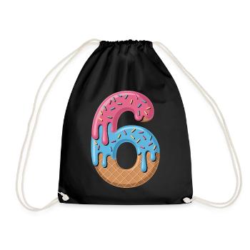 Eiscreme Zahl 6 Geburtstags Motiv Für Kinder - Drawstring Bag - black - Front