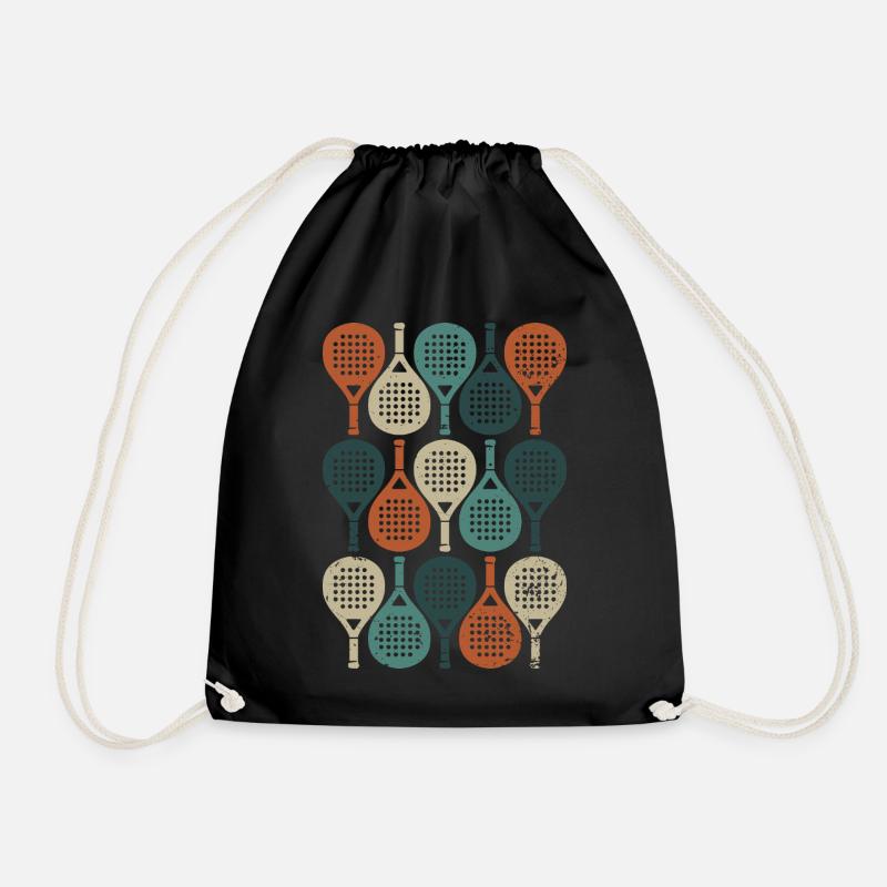 Vintage Padel | Retro Racquets Design - Drawstring Bag - black