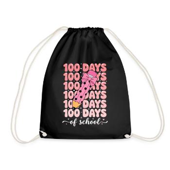 100 days of school celebration - Drawstring Bag - black - Front
