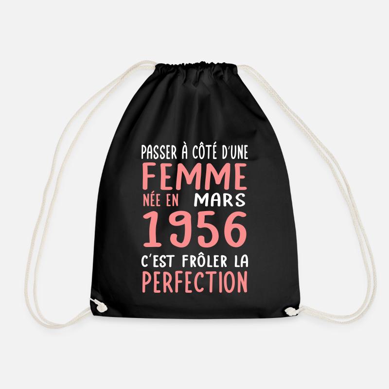 Anniversaire 70 ans - Née en Mars 1956 - Sac de sport léger - noir