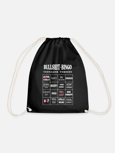 Bullshit Bingo – Teenage Version - Drawstring Bag - black
