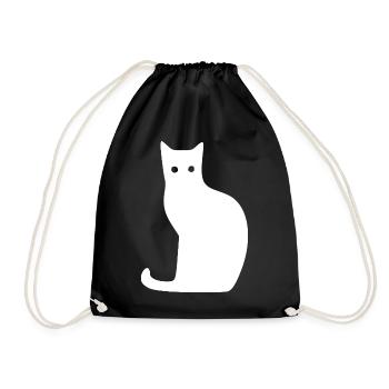 Katze Silhouette Minimal Design Cat Lover Katzen - Turnbeutel - Schwarz - Vorne