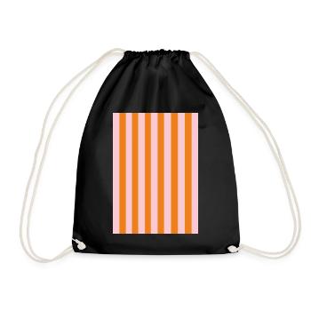 Stripes - orange pink personalizable - Drawstring Bag - black - Front