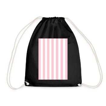 Stripes - pink white personalizable - Drawstring Bag - black - Front