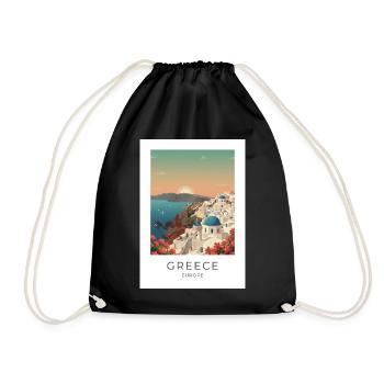 Santorini Sunset Coastal View - Drawstring Bag - black - Front