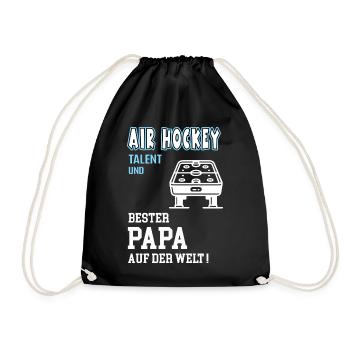 Air Hockey Bester Papa Vater Vatertag Geburtstag - Turnbeutel - Schwarz - Vorne