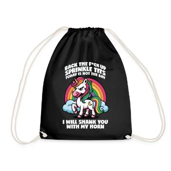 Regenbogen Einhorn Attitüde Geschenk Geschenkidee - Turnbeutel - Schwarz - Vorne