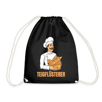 Bäcker Brotkorb Bäckermütze Teigflüsterer - Turnbeutel - Schwarz - Vorne