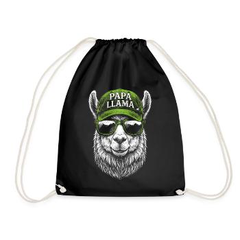 Papa Llama Cap Design - Drawstring Bag - black - Front