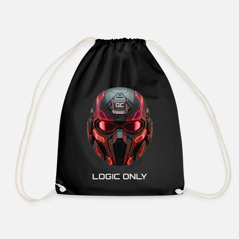 Cybernetic Helmet Logic Upgrade Art - Drawstring Bag - black