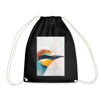 Geometric Bee-Eater Bird Polygon Art - Drawstring Bag - black - Front