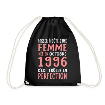 Anniversaire 30 ans - Née en Octobre 1996 - Sac de sport léger - noir - Devant