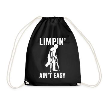 Limping is not easy – Funny leg amputation - Drawstring Bag - black - Front