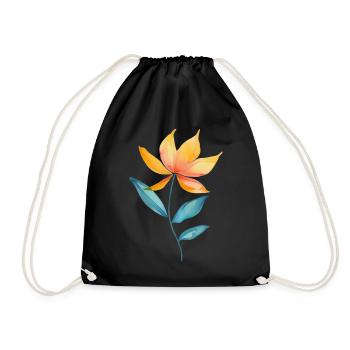 Wildblume Floral Blumen - Turnbeutel - Schwarz - Vorne