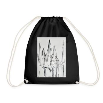 Silhouette de la ville en noir et blanc - Sac de sport léger - noir - Devant