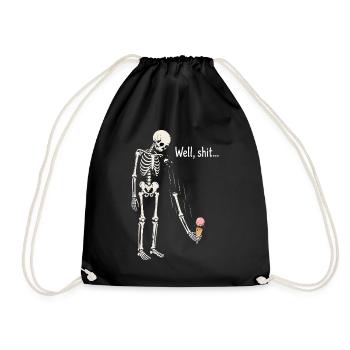 Eh bien merde, humour noir squelette gothique - Sac de sport léger - noir - Devant