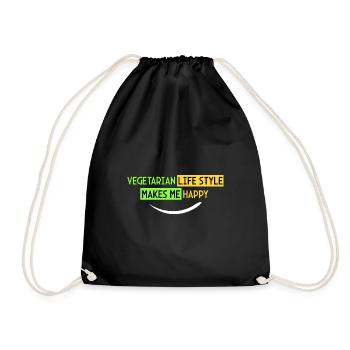 mode de vie végétarien - Je suis heureux - Sac de sport léger - noir - Devant