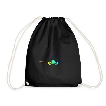 Kommerzielles Flugzeug Regenbogen Flugzeuge - Turnbeutel - Schwarz - Vorne