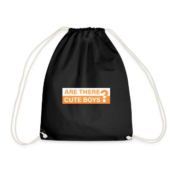 Are there cute guys? - Drawstring Bag - black - Front