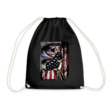 Design for Church Employees American Flag - Drawstring Bag - black - Front