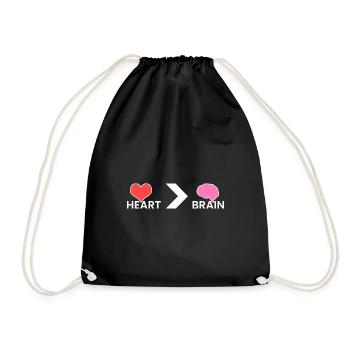 Heart > brain - Drawstring Bag - black - Front