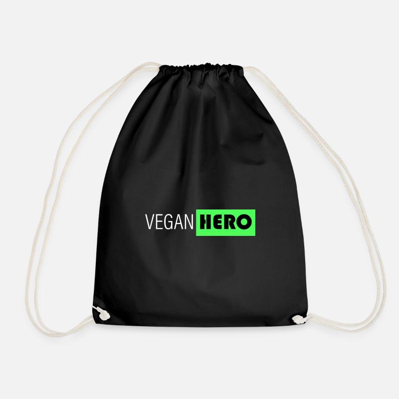 vegan hero - Drawstring Bag - black