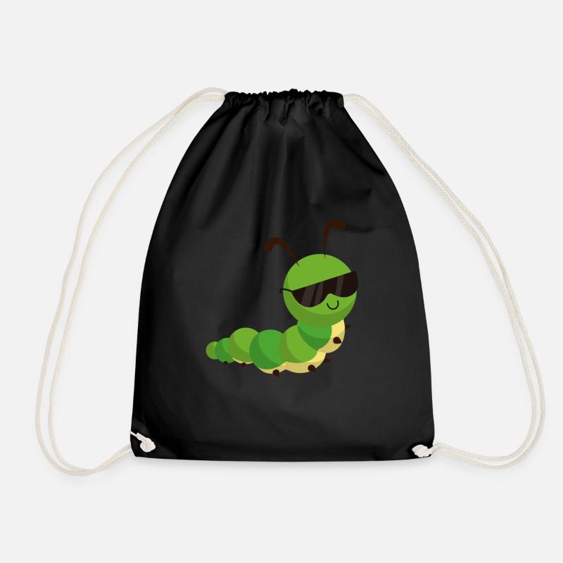 Caterpillar caterpillars design insect gift kids - Drawstring Bag - black