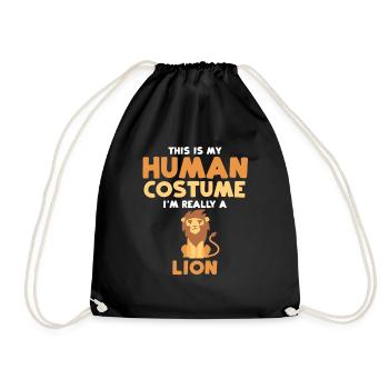 This Is My Human Costume I'm Really A Lion Gift - Drawstring Bag - black - Front
