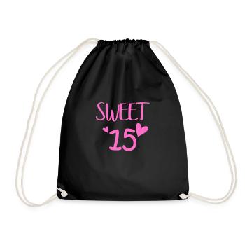 Quinceanera 15. Geburtstag Geschenk | Sweet 15 - Turnbeutel - Schwarz - Vorne