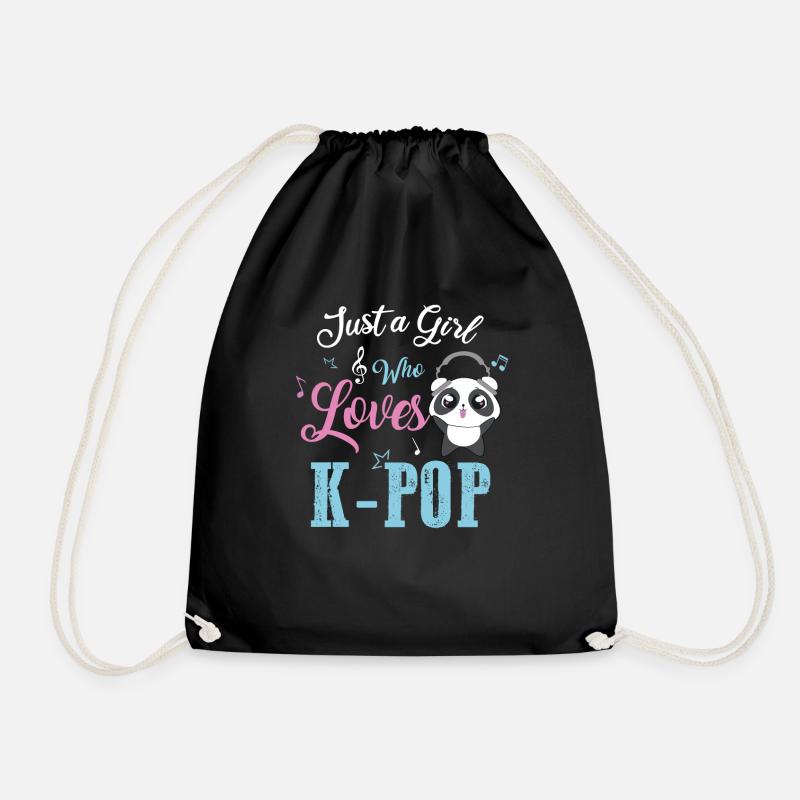 kpop band girl fan - Drawstring Bag - black
