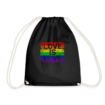 LGBT Gay Pride Love Is Love rainbow gay - Drawstring Bag - black - Front