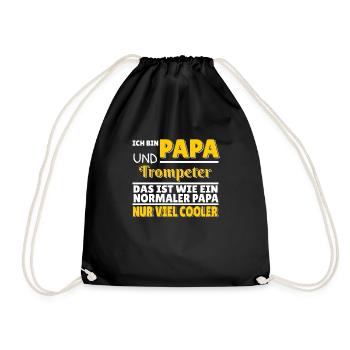 Papa Geschenk zur Geburt Geschenkidee Trompete - Turnbeutel - Schwarz - Vorne