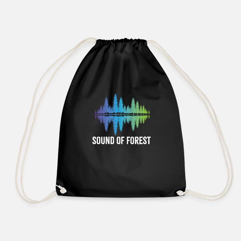Nature design sound of forest - Drawstring Bag - black
