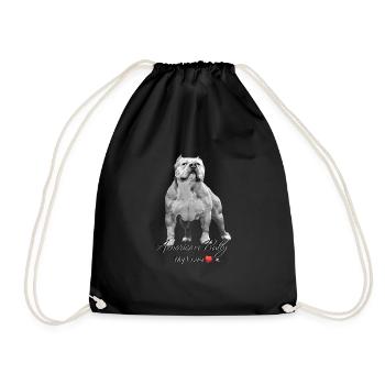 American bully illustration with inscription - Drawstring Bag - black - Front