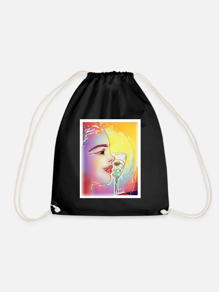 Colorful Profile Sipming - Drawstring Bag - black