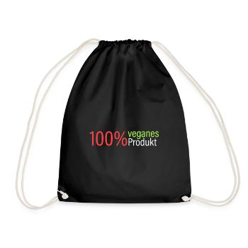 100% veganes Produkt - Turnbeutel - Schwarz - Vorne