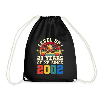 Level 20 2002 Anniversary Gamer 20 years - Drawstring Bag - black - Front