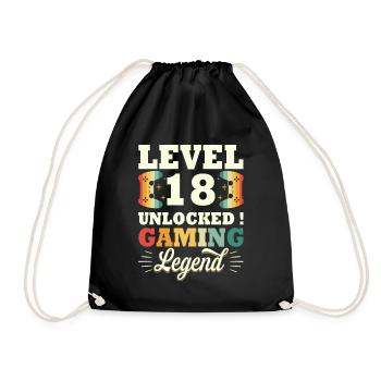 Level 18 Birthday Gamer 18 Years Old - Drawstring Bag - black - Front