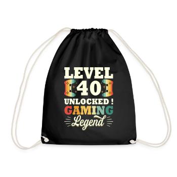 Level 40 Anniversary Gamer 40 Years - Drawstring Bag - black - Front