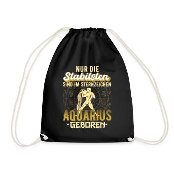 Sternzeichen Aquarius Wassermann Geschenkidee - Turnbeutel - Schwarz - Vorne