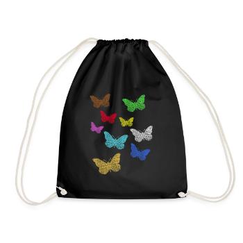 Schmetterlinge Butterflies - Turnbeutel - Schwarz - Vorne