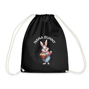 Hase Oma Osterhase Geschenkidee - Turnbeutel - Schwarz - Vorne