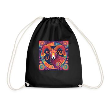 Aries Zodiac Astrology Gift - Drawstring Bag - black - Front