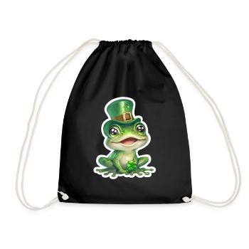 St. Patrick's Day Frog Gift - Drawstring Bag - black - Front