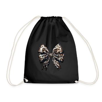 Schleife Zierde Glamour Geschenk - Turnbeutel - Schwarz - Vorne